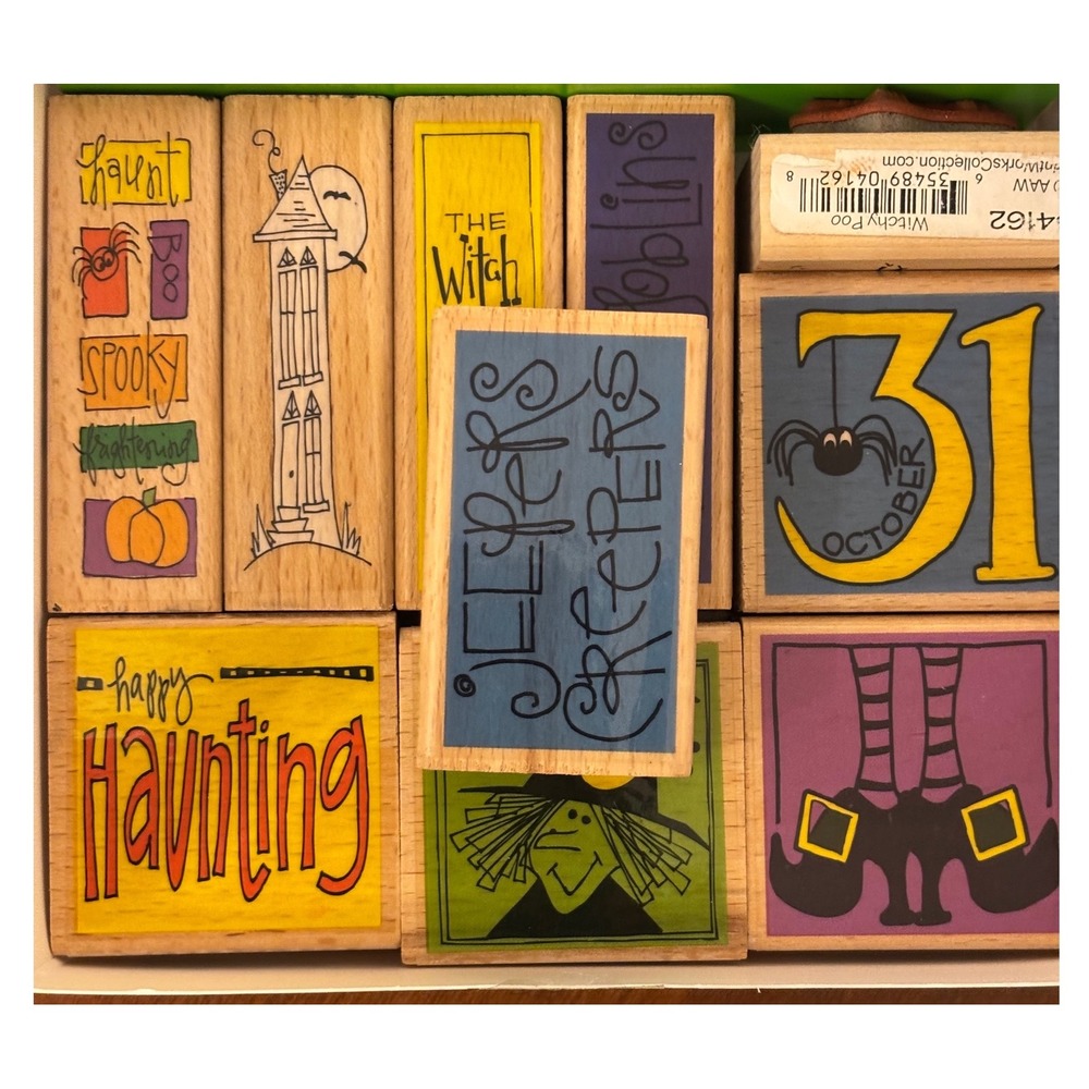 Studio G Kolette Hall ‎ 10 Halloween Rubber Stamps Haunting Spooky Witchy Ghosts